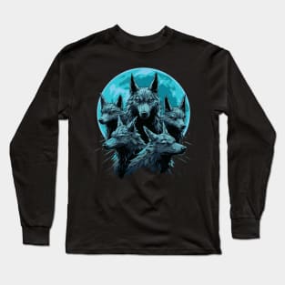 Wolf Pack Moon. Five Wolves Moon Long Sleeve T-Shirt